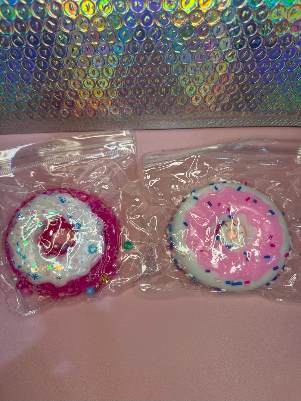 Kids Pink Donut Taba Squishy Toy - Cute Soft Sensory Accessory